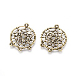 Античная Бронза Тибетский стиль компоненты сплава люстра ссылки, без кадмия и без свинца, плоско-круглые, античная бронза, 34x28x2 мм, Отверстие : 2 мм , около 380 шт / 1000 г