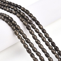 Пирит Природного пирита бисер нитей, рис, 5~6x4~5 мм, отверстие : 0.6 мм, около 63~67 шт / нитка, 14.96~15.16 дюйм (38~38.5 см)