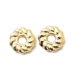 Настоящее золото 18K Цветочные латунные бусины, долговечный, стойки покрытие, без свинца и без кадмия, реальный 18 k позолоченный, 6x1.5 мм, отверстие : 1.6 мм