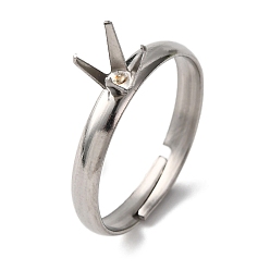 Нержавеющая Сталь Цвет 304 компоненты манжетного кольца из нержавеющей стали, 4 настройки кольца зубца когтя, лоток : 4x4 мм, 3 мм, внутренний диаметр: 17 мм