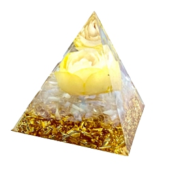 Желтый Генераторы энергии смолы оргонитовой пирамиды, чипсы из драгоценных камней внутри для украшения стола домашнего офиса, желтые, 50 мм