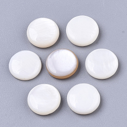Coquillage De Mer Coquille eau douce naturelle cabochons, plat rond, couleur de coquillage, 8x2mm