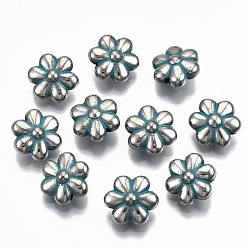 Turquoise CCB Plastic Beads, Flower, Turquoise, 10.5x11.5x6mm, Hole: 1.2mm