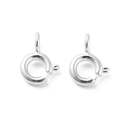 Посеребрённый Латунная застежка пружинного кольца, 925 серебро покрытием, 7.5x5x1.5 мм, отверстие : 1.2 мм