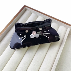 Черный Пластиковые зажимы когтя волос, форма кошки, чёрные, 86x40 мм