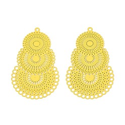 Желтый 430 подвеска из нержавеющей стали, окрашенная распылением, слеза, желтые, 40x24.5x0.3 мм, отверстие : 1.2 мм