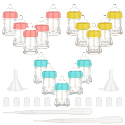 Mixed Color Plastic Empty Lip Glaze Containers, Refillable Lip Gloss Bottles, with Cap, Brush, Funnel Hopper, Dropper, Feeding Bottle Shape, Mixed Color, 5.5x2.7cm, Capacity: 7ml