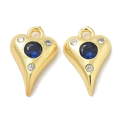 Настоящее золото 18K Стойка металлическая латунная микропрофилированная кубическая циркония подвески, долговечный, без свинца и без кадмия, сердце прелести, реальный 18 k позолоченный, 11.5x7.5x3 мм, отверстие : 1.5 мм