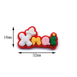 Красный Рождественская серия из непрозрачной смолы декодирует кабошоны, слово рождество, красные, 18x32 мм