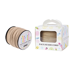 Светлый Золото-желтый Шнуры из искусственной замши, искусственная замшевая кружева, бумажная коробка упаковка, светлый золотарник желтый, 3.0x1.4 мм, о 98.43yards / рулон (90 м / рулон)