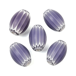 Dark Slate Blue Handmade Millefiori Glass Beads, Chevron Beads, Oval, Dark Slate Blue, 27~28.5x17~20mm, Hole: 3~6mm