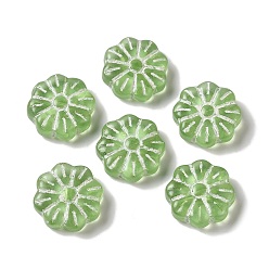 Светло-зеленый Прозрачные бусины лэмпворк, цветок, светло-зеленый, 15x6 мм, отверстие : 1 мм, Около 48~58 шт / 100 г