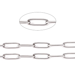 Нержавеющая Сталь Цвет Устойчивы к потускнению 304 цепочки из нержавеющей стали, тянутые удлиненные кабельные цепи, пайки, с катушкой, цвет нержавеющей стали, Коннекторы : 12x4x1 мм, около 32.8 футов (10 м) / рулон