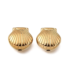 Настоящее золото 18K 304 из нержавеющей стали бусы, ионное покрытие (ip), формы раковины, реальный 18 k позолоченный, 9x9.5x4 мм, отверстие : 1.2 мм