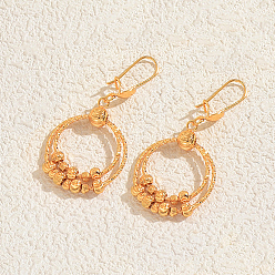 Ring Двухслойные серьги-кольца из латуни, золотые, кольцо, 50x25 мм