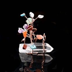 Смешанные камни Елочные украшения из натуральных смешанных драгоценных камней, с кристаллической основой из кварца, украшения для домашнего экрана, энергетический камень рейки для исцеления, 50x18x45 мм