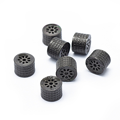 Черный Цвет Металла Стойки обшивки латунные бусины, долговечный, полый, колонка, металлический черный , 9x6 мм, отверстие : 1.2 мм