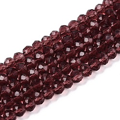 Hellviolettrot Glasperlen Stränge, facettierte Abakus, Rondell, hellviolettrot, 3.5~3.8x3 mm, Bohrung: 0.8~1 mm, ca. 105~110 Stk. / Strang, 29~31 cm