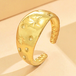 Золотой 304 открытые кольца манжеты из нержавеющей стали, звезда, золотые, 17 мм