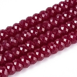 Red Corundum Нити бусин из красного корунда, выращенного в лаборатории, граненые, рондель, 8~8.5x5 мм, отверстие : 0.8 мм, около 77 шт / нитка, 15.35 дюйм (39 см)