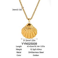 Золотой Пляж 304 ожерелья из нержавеющей стали в форме ракушки для женщин, золотые, 16.14 дюйм (41 см)