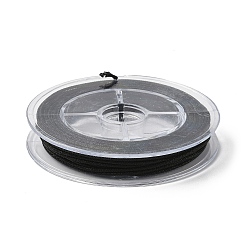 Черный Полиэфирный металлический шнур, с рыбьей нитью внутри, круглые, чёрные, 1 мм