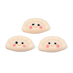 Bisque Opaque Resin Decoden Cabochons, Imitation Food, Dumplings with Smiling Face, Bisque, 14x24x6mm