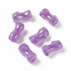 Medium Orchid UV Plating Rainbow Iridescent Acrylic Beads, Bamboo Stick, Medium Orchid, 24.5x13x11.5mm, Hole: 3mm