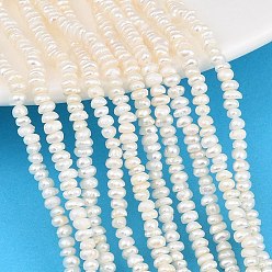 Floral White Natural Cultured Freshwater Pearl Beads Strands, Rondelle, Grade 3A++, Floral White, 2~2.5mm, Hole: 0.2mm, about 120pcs/strand, 14.57''(37cm)