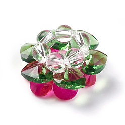 Colorful Glass Woven Beads, Cluster Beads, Lotus, Colorful, 25~28x14mm, Hole: 5mm