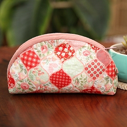 Помидор Набор для вышивки косметички в форме луны с цветочным узором своими руками, включая иглы для вышивания и нитки, хлопчатобумажная льняная ткань, помидор, 17x12x8 см