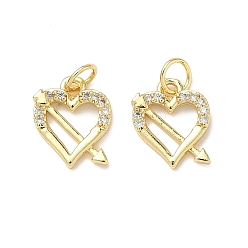 Настоящее золото 18K Латунные микро проложить кубического циркония подвески, сердце, стойки покрытие, без свинца и без кадмия, долговечный, с целью перехода в кольце, реальный 18 k позолоченный, 12.5x10.5x2 мм, отверстие : 3.6 мм
