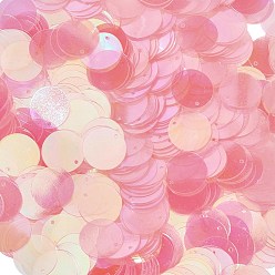 Pink 80g переливающиеся ПВХ-пайетки/блестки на подвесках, плоско-круглые, Аксессуары для орнаментов, розовые, 19~20 мм, отверстие : 1.5 мм