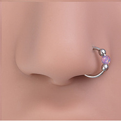 Средняя Орхидея 316l кольца для носа из хирургической нержавеющей стали и синтетического опала, хрящевые серьги, цвет нержавеющей стали, средне орхидеи, внутренний диаметр: 10 мм, штифты : 1 мм