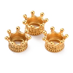 Золотой 316 европейские бусины из хирургической нержавеющей стали, бусины с большим отверстием, корона, золотые, 6x11 мм, отверстие : 4.9 мм