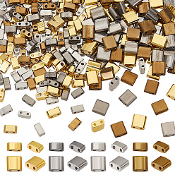 (52) Непрозрачная лаванда 320шт 8 стиль непрозрачные стеклянные бусины, 2-луночное, прямоугольные, разноцветные, 4.5~5.5x2~5.5x1~2.5 мм, отверстие : 0.5~0.8 мм