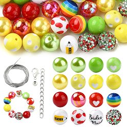 (52) Непрозрачная лаванда Ювелирные изделия, в том числе акриловые бусины, с железом найти, разноцветные, бусины : 20 мм, отверстие : 2 мм