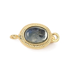 Negro Cierres de caja de latón y piedras preciosas naturales, ópalo de imitación, oval, real 18 k chapado en oro, negro, 15x8x7 mm, agujero: 1.3 mm