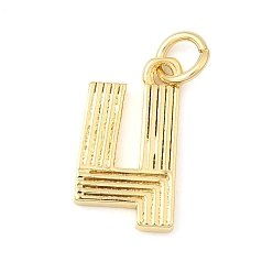 Настоящее золото 18K Латунные подвески, число 4 прелести, долговечный, без свинца и без кадмия, стойки покрытие, с целью перехода в кольце, реальный 18 k позолоченный, 15x8x1.5 мм, отверстие : 3.5 мм