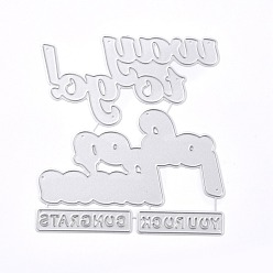 Blessings Pattern Углеродистая сталь разрезает трафареты, для diy scrapbooking / фотоальбом, декоративная тисняющая бумажная карточка, матовый цвет платины, образец благословения, 11x10.2x0.1 см, отверстие : 1.2 мм