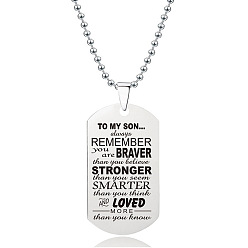 Нержавеющая Сталь Цвет 201 подвеска из нержавеющей стали для моего сына в виде армейского жетона, цепочка с шариками, цвет нержавеющей стали, 23.62 дюйм (60 см)