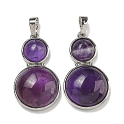 Аметист Подвески из натурального аметиста , тыквенные прелести, с стеллаж металлизированный платины тон выводов латуни, без кадмия и без свинца, 35x19.5x7.5 мм, отверстие : 8x5 мм
