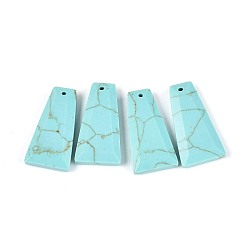 Синтетическая Бирюза Синтетические бирюзовые подвески, граненые трапециевидные подвески, 24.5~25.5x12.5~13.5x3.5~4.5 мм, отверстие : 1~1.2 мм