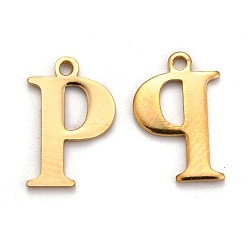 Letter P Ионное покрытие (ip) 304 подвески с алфавитом из нержавеющей стали, золотые, letter.p, 12.5x8x1 мм, отверстие : 1 мм