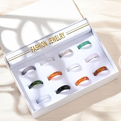 (52) Непрозрачная лаванда Естественный агат кольца, окрашенные, разноцветные, размер 7~8 (17~18 мм), 12 шт / коробка