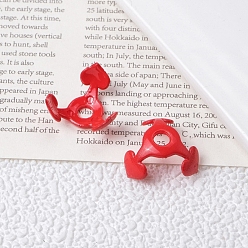 Red Spray Painted Acrylic Beads Caps, 3 Petals, Red, 16x8mm