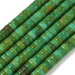 Vert Mer Brins de perles de magnésite synthétique teintées, disque, perles heishi, vert de mer, 6x3mm, Trou: 1.2mm, Environ 129 pcs/chapelet, 15.16'' (38.5 cm)