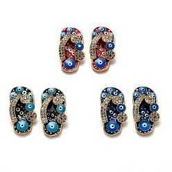 (52) Непрозрачная лаванда Латунные подвески с фианитами, долговечный, с эмалью, шлепанцы, разноцветные, 23.5x12x5.5 мм, отверстие : 11x2 мм