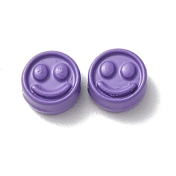 Средний Фиолетовый Окрашенного распылением сплава бисер, плоские круглые с улыбающееся лицо, средне фиолетовый, 7.5x4 мм, отверстие : 2 мм