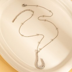 Color de Acero Inoxidable 304 Collares con colgante de anzuelo de acero inoxidable, libre de deslustre, color acero inoxidable, 15.75 pulgada (40 cm)